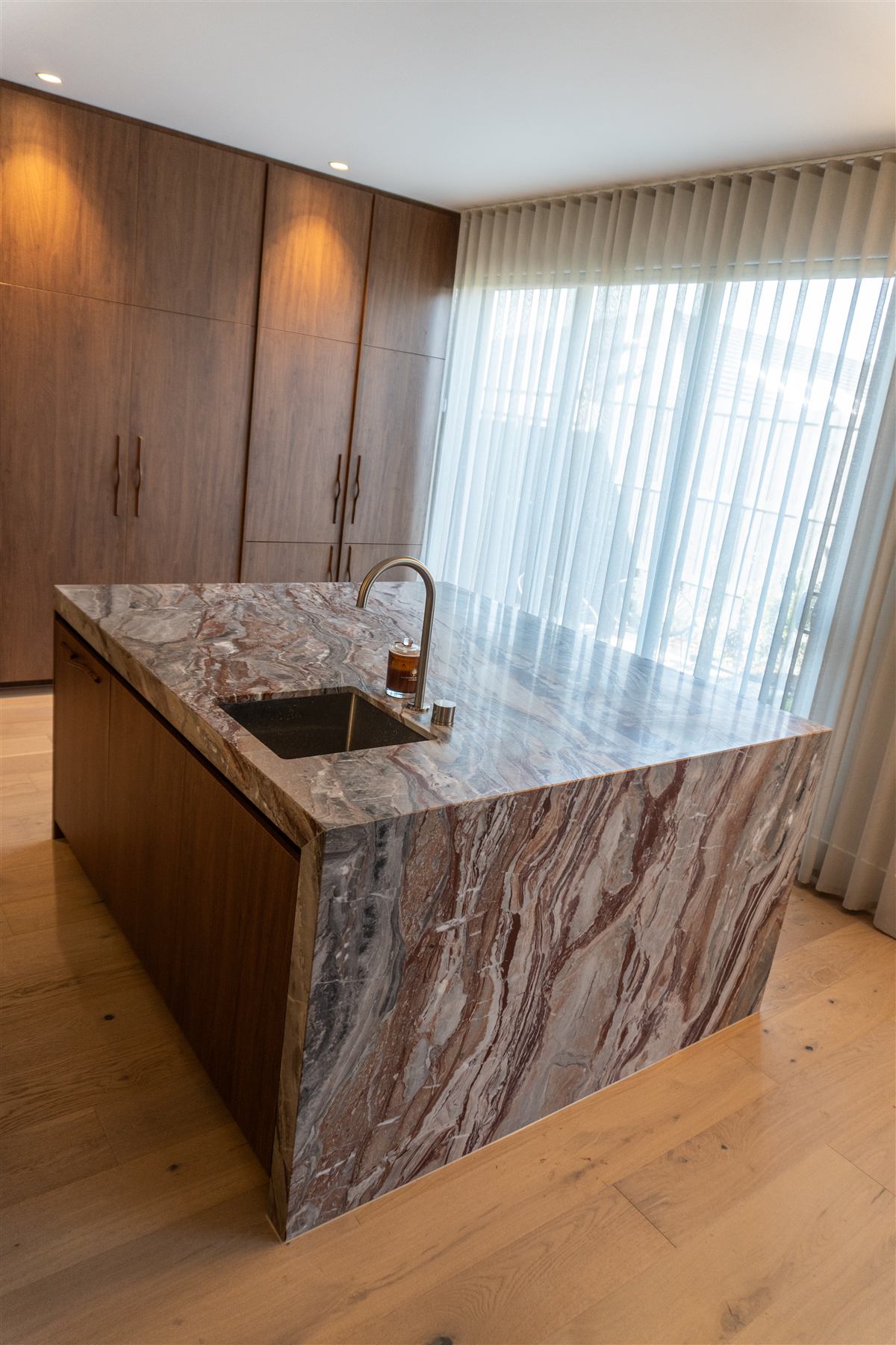 Natural stone kitchen island detail